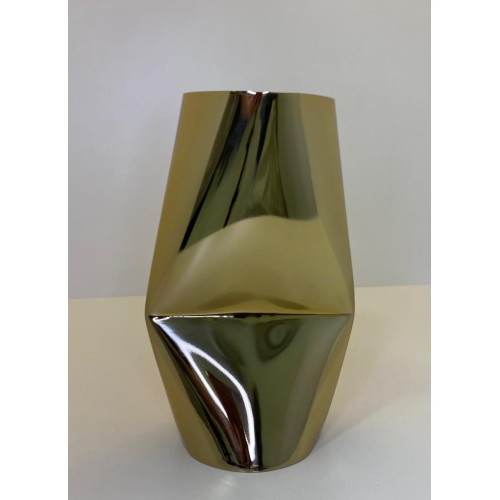 Vaso em Aço Inox Relevo Dourado M Vaso em Aço Inox Relevo Dourado M
